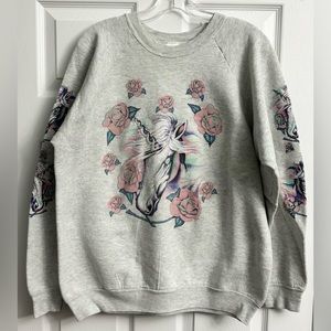 Vintage 1990’s Unicorn All Over Print Crewneck Sweater size XL.Made In USA